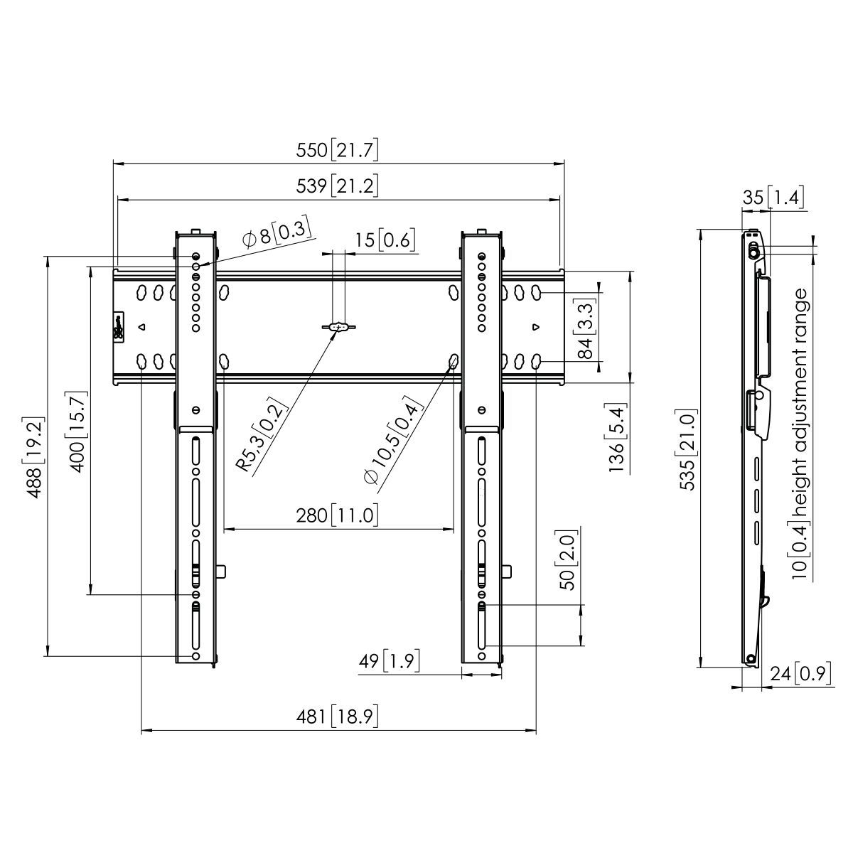 Vogel's - PFW 6400 Display Flat Wall Mount - Technical Drawing