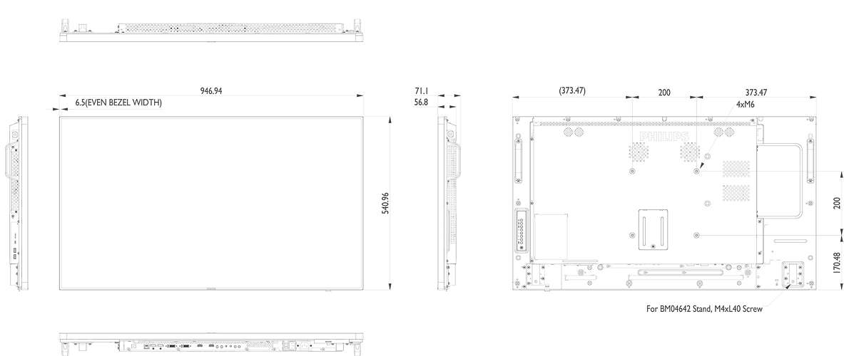 Philips 42BDL5057P - Technical Drawing