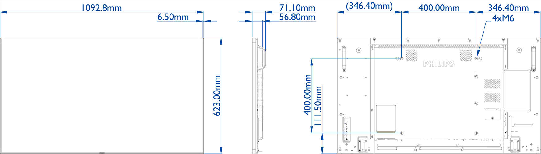 Philips 49BDL5057P - Technical Drawing