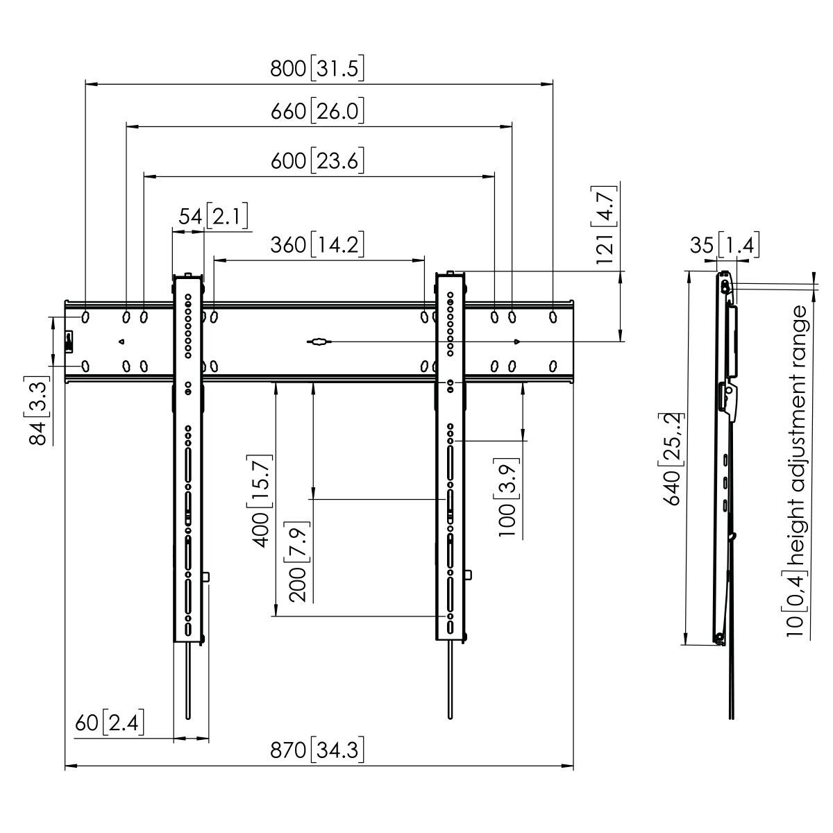 Vogel's - PFW 6800 Display Flat Wall Mount - Technical Drawing