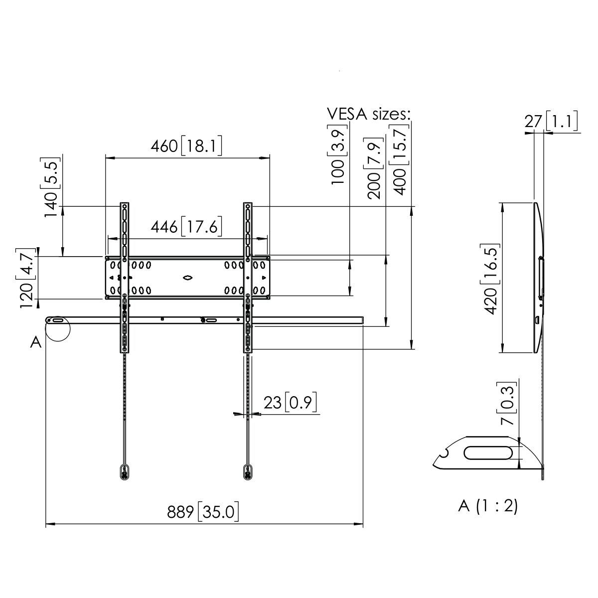 Vogel's - PFW 4500 Flat Wall Mount - Technical Drawing