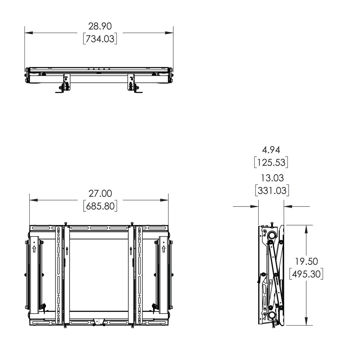 Vogel's - PFW 6870 Video Wall Pop-Out Mount - Technical Drawing